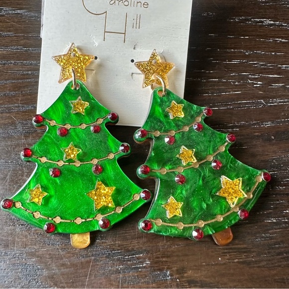 Caroline Hill Green Christmas Tree Earrings - Picture 1 of 2
